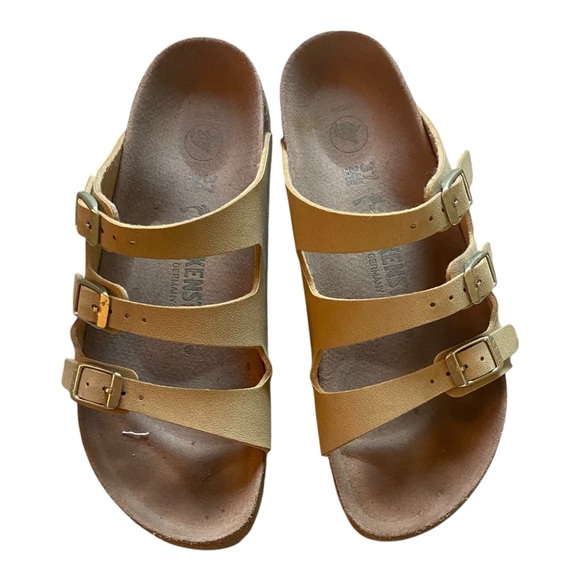 Birkenstock Florida Fresh Birkibuc Sandals Latte Beige/Beige Sz 37 Narrow Vegan - Picture 2 of 6